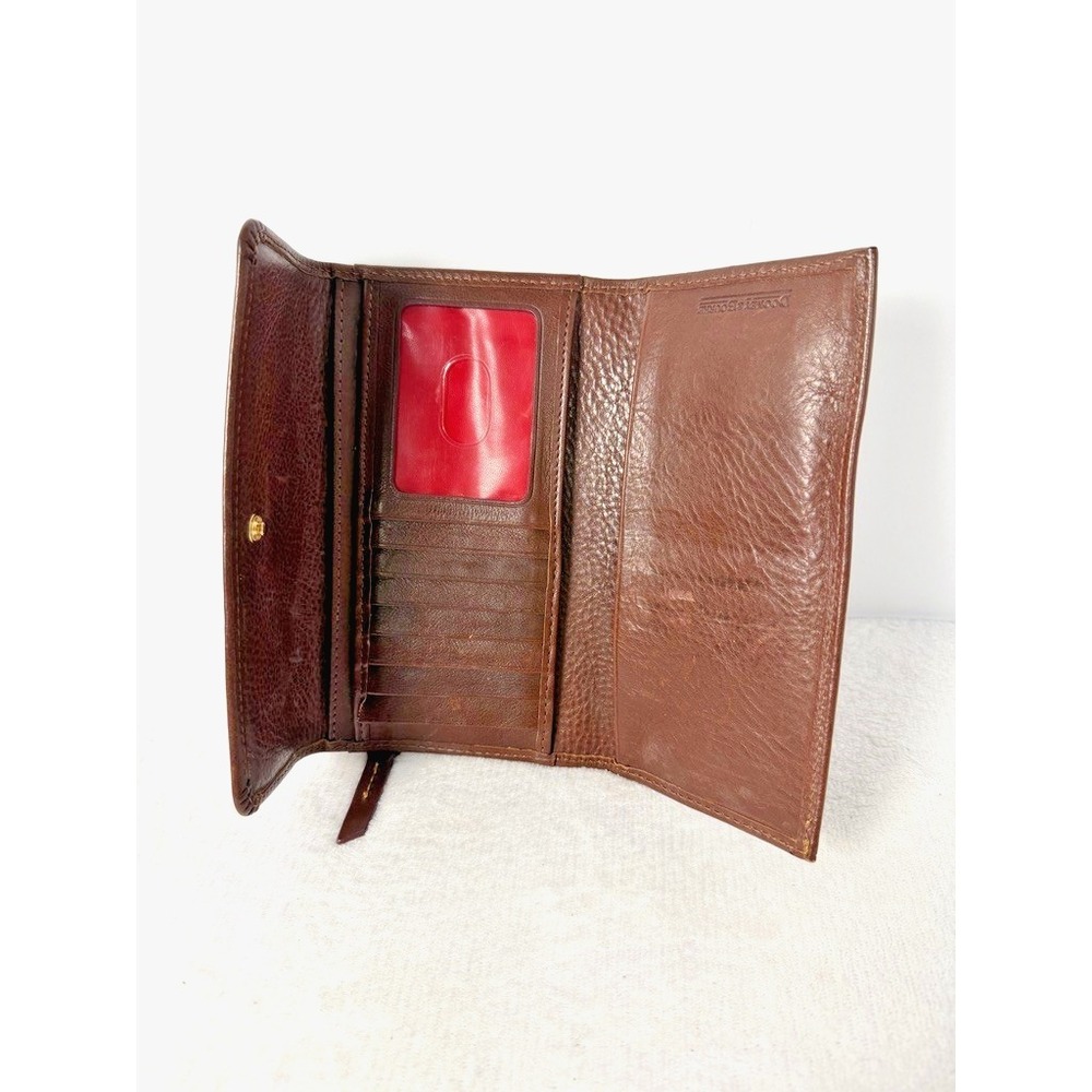 Dooney Bourke Chestnut Brown Florentine Leather Checkbook Clutch Wallet - Picture 6 of 7